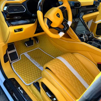 A yellow Lamborghini interior after a full detail.